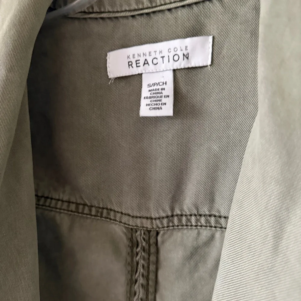 Kenneth Cole‎ Reaction Women Olive Green Tencel Draped Open Front Utility Vest S